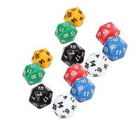 Xixian 12Pcs 20 Sided Dice Set, 6 Colors Plastic Math Teaching Tools for Board Games, E on Number Operation Learning Aids for Kids Classroom