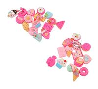 Xixian 30pcs Mini Food Charms for DIY Crafts, ABS Resin Dessert Cake Donut Candy Decorations for Hairpins Phone Cases Keychains Scra Ooking Supplies