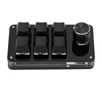 Xixian 6 Key One Handed Mechanical Gaming Keypad with Knob, Programmable Shortcut Mini Keyboard, Blue Switch USB C Portable Ro Pad for Office Game (All Black)