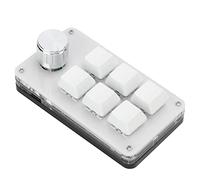 Xixian 6 Key One Handed Mechanical Gaming Keypad with Knob, Programmable Shortcut Mini Keyboard, Blue Switch USB C Portable Ro Pad for Office Game (Black White)