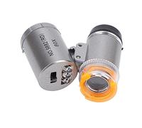 Xixian 60X Pocket Microscope with 2 LED & UV Light, Portable Mini Handheld Magnifier for Jewelry Coin Stamp Inspection Kids Science Tool ABS Acrylic Lens