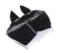 Xixian Horse Fly Mask with Ears, Breathable Mesh UV Protection Face Cover for Summer Riding, Soft Stretchy Fit with Hook Loop Strap for Comfortable Wear and Eye Safety (S)
