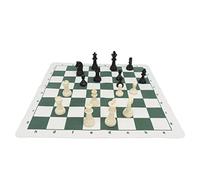 Xixian International Chess Set with PU Leather Board, 32 PS Plastic Pieces, Non Slip Bottom, Portable Storage Bag for Travel Home Game Night Family Gathering Entertainment