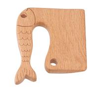 Xixian Kids Wooden Knife for Safe Cooking - Montessori Vegetable Fruit Cutter, Beech Wood (Fish Pattern)