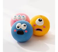 Xixian Latex Squeaky Dog Toy Ball 5.5x5.5x4cm Funny Face Interactive Fetch Play Sound Ball (Pink)