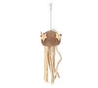 Xixian Natural Coconut Shell Shredding Toy with Corn Husk, Hanging Chew Enrichment for Small to Medium Birds, Cage Decor