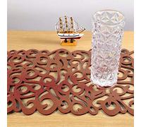 Xixian Rectangle Shape Felt Tablecloth Runner, 40 X 11inch, 7 Colors, Table Mat, Table Runner with Openwork Floral Design, Sturdy, Environmental-friendly, Heat-resistant, Decoration for (Light Coffee)