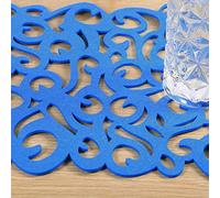 Xixian Rectangle Shape Felt Tablecloth Runner, 40 X 11inch, 7 Colors, Table Mat, Table Runner with Openwork Floral Design, Sturdy, Environmental-friendly, Heat-resistant, Decoration for (Lake Blue)
