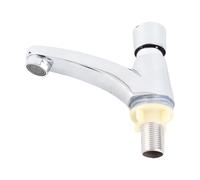 Xixian Self Closing Water Saving Time Delay Basin Faucet, Easy Install Brass Body, Chrome Plated G1/2 Female Thread, for Home Kitchen Bathroom Hotel Use with Accessories Included
