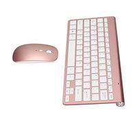 Xixian Thin UV Coated Etched Wireless Keyboard, Ergonomic Design, Mute Button, 2.4G Wireless Mouse with USB Receiver, 10m Range, Compatible with Mainstream Operating Systems, for Desktop (Pink Gold)