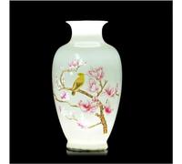 xixiLENLEN Ceramic Vase Flower Arrangement Hand-Painted Chinese Household Living Room Decorations Antique Shelf Porcelain Crafts Ornaments,A Green