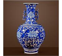xixiLENLEN Ceramic Vase Master Hand Painted Golden Outline New Chinese Style Living Room Decoration Office Porcelain Crafts Ornaments,A Yellow