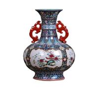 xixiLENLEN Flower Vase Glass Vases Ceramic Chinese Porcelain Ornaments Handicrafts Enamel Double Ear,Yellow,24 * 41cm