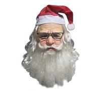 XIXIMAON Adult Christmas Santa Beard Wig hat Set Santa Claus costume Deluxe Latex face Mask Value realistic Headgear (Red White with Glasses, One Size)