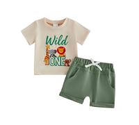 XIXIMAON Baby Boy First Birthday Outfits Wild One Birthday Outfit Boy Animal Print Short Sleeve Shirt Shorts Set Infant Toddler Boy 2pcs Summer Clothes