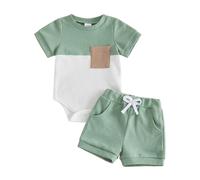 XIXIMAON Baby Boy Summer Clothes Short Sleeve Contrast Color Patchwork Top Shorts Set For Toddler Boys Shorts Tracksuit Set