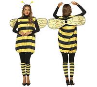 XIXIMAON Halloween Yellow Honey Bee Clothes Outfits For Women 4pcs Party Dress Up Accessories Headdress+Striped Top+Wings+Socks