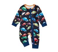 XIXIMAON Infant Baby Boy Rompers Car Print Long Sleeve Crew Neck Zip Up Jumpsuit Newborn One Piece Outfit Baby Grow Boys Overalls Fall Winter Clothes (Black, 6-12 Months)
