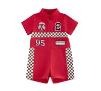 XIXIMAON Newborn Baby Boy One Piece Zipper Romper Race Car Outfits Short Sleeve Zip Up Jumpsuit Infant Toddler Summer Clothes Baby Coming Home Outfits (Red, 9-12 Months)