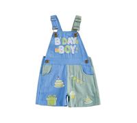 XIXIMAON Toddler Baby Birthday Outfits Boys Girls Short Dungarees 1-4 Years | Letter Cake Embroidery Suspender Cargo Shorts Kids Denim Shorts Boys Overalls Girls Summer Clothes 1st 2nd Birthday Gifts