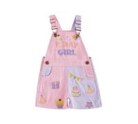 XIXIMAON Toddler Baby Birthday Outfits Boys Girls Short Dungarees 1-4 Years | Letter Cake Embroidery Suspender Cargo Shorts Kids Denim Shorts Boys Overalls Girls Summer Clothes 1st 2nd Birthday Gifts