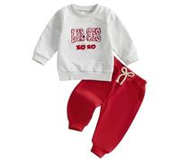XIXIMAON Toddler Girls 2 Pieces Outfits Little Sister matching clothes set Lettered Sweatshirt Drawstring Pants Set 2pcs Baby Girl Fall Clothes (Red, 12-18 Months)