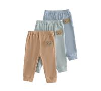 XIXIMAON Unisex Baby Boy Girl Trousers Pack of 3 Set Bear Embroidery Solid Color Ribbed Knitted Joggers Toddler Boys Girls Pants Cotton Leggings (Multicolor, 12-18 Months)