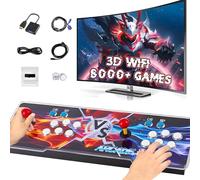 XIXIMENG 8000 in 1 Game Box Retro Game Console,Support 3D WIFI & 3D Games,6-Color LED Light Video Gaming Console,Pause/Search/Favorites/Add/Sort/Archive/Hide Game,1280 * 720P,1-4 Players (Red Blue)