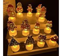 XIXIMENG Christmas LED Tealight Candles Set 3D Christmas Flameless Candle 12Pcs Table Light Battery Operated Warm White Flickering