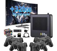 XIXIMENG G11 Pro Game Box With 4 Controllers,32000+ Games 40+ Emulators Retro Games Console for TV,Emuelec 4.3,4K Game Stick Plug & Play Video Gaming,Download/Collect Gaming/Save Progress (64G)