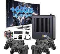 XIXIMENG G11 Pro Game Box With 4 Controllers,60000+ Games 60+ Emulators Retro Games Console for TV,Emuelec 4.3,4K Game Stick Plug & Play Video Gaming,Download/Collect Gaming/Save Progress (256G)
