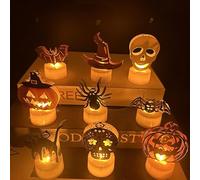 XIXIMENG Halloween Decoration Candle Light 12PCS,Electronic Candle Light Ghost Festival LED Halloween Wind Light Decoration Injection Molded Candle Candle Night Light