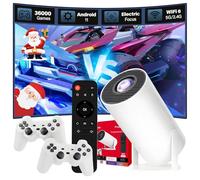 XIXIMENG P30 MAX Mini Projector 36000+ Games 14 Emulators,Game Projector with Controllers,Android 11,H713 Chip Portable Projectors with WiFi & Bluetooth,Auto Focus Keystone,180° Rotation (Red Box)