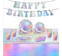 XIXIMENG Paper Tableware Set 129 Pieces Tableware for 16 Guests, Colorful Sliver Suitable for Baby Shower, Wedding Decorations, Birthday Reusable Party Paper Reusable Supplies Tableware Paper Plates