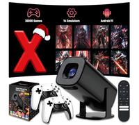 XIXIMENG U1 Mini Projector 36000+ Game Projector with Controllers & Bluetooth Remote,2.4G+5G Wifi & Bluetooth Projectors,14 Emulators,Android 11,Auto Focus/Auto Keystone Small Projectors,1280 * 720P