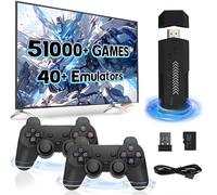 XIXIMENG X2 Plus Retro Game Stick 4K HD Retro Game Console,40000 3D Games 30+ Emulator Plug and Play Portable Video Game Console with Wireless Controller,Arcade Emulator Console,Gift for Adult (128G)