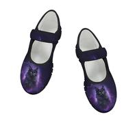 xixirimido Boho Flower Cat Print Walking Sneakers for Women Breathable Mesh Non Slip Mary Jane Shoes Closed Toe Adjustable Straps Outdoor Travel Flats