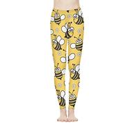 xixirimido Cartoon Yellow Honey Bee Leggings for Women Adult Girl Teens Yoga Pants Workout Gym Tights Plus Size XS-3XL Soft Breathable Non See Through
