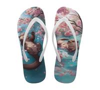 xixirimido Cherry Blossom Sloth Flip-Flop for Women Summer Slippers Soft Comfy Non-Slip Quick Dry House Bathroom Shower Shoes Spa Swimming Sandals Beach Size 5-10