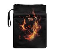 xixirimido Flame Wolf Print Book Sleeve Cover Bag with Wristlet Zipper Pocket Portable Books Protector for Textbook Pencil Paperback