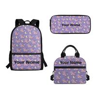 xixirimido Moon Pink Pig Pattern Backpack Set Funny Puppy School Bookbag Lunch Bag Pencil Case