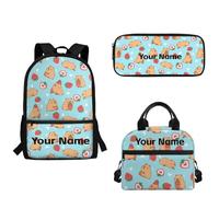 xixirimido Stawberry Capybara Heart Pattern Custom Bag for Girls School Set Lunch Tote Pencil Pen Case for High Middle School Girls Teens