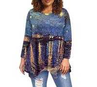 xixirimido Vincent Van Gogh Shirt Women's Tunic Tops, Starry Night Over The Rhone, Loose Fit Long Sleeve Spring Fall Shirts