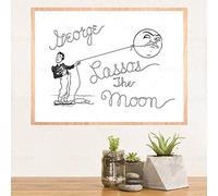 XIXISA Funny Classic Movie Poster George Lassos The Moon Canvas Painting It's A Wonderful Life Inspired Wall Art Decoration 50x70cm No Frame