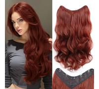 XIXISNOW 24" Long Clip in Hair Extensions U Shape Wave Copper Red Wavy Synthetic Hairpiece Soft Heat Resistant XIXISNOW