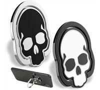 XiXiYang 2 Pcs Skull Cell Phone Ring Stand Holder Grip, Sticky Metal Finger Stand 360° Adjustable Finger Ring Holder Desktop with Knob Loop, Suitable for Magnetic Car Mount Kickstand for Cell Phone