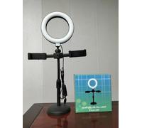 XiXiYang LED Ring Light,Social Perfect Glow for Virtual Meeting, 360 Degree Rotatable Ball Joint for the Best Angle Remote Working, Broadcasting, Live Streaming (Two mobile phone holdersne holders)
