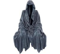 XiXiYang Resin Black Meditating Grim Reaper Statue - 15cm Gothic Zen Decor, Halloween Decoration, Altar Ornament, Unique Gift for Home & Garden，Resin Death Sitting Statue