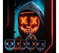 XiXiYang Scary LED Face Halloween Mask,3 Lighting Modes LED Face Transforming,Light up Mask for Deadpool and Iron Fans for Men Women Adults for Costume Cosplay Party Masquerade, (Orange)