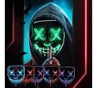 XiXiYang Scary LED Face Halloween Mask,3 Lighting Modes LED Face Transforming,Light up Mask for Deadpool and Iron Fans for Men Women Adults for Costume Cosplay Party Masquerade, (Green)